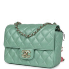 Candy Heart Mini Flap Bag Turquoise Lambskin Enamel and Light Gold Hardware
