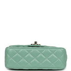 Candy Heart Mini Flap Bag Turquoise Lambskin Enamel and Light Gold Hardware
