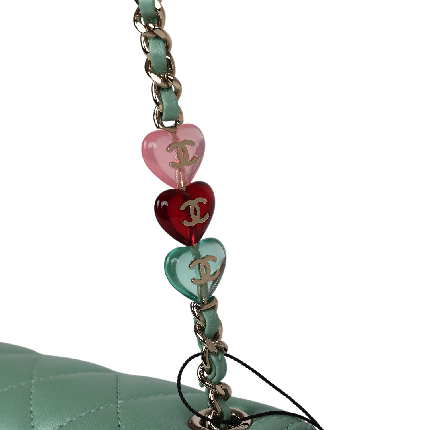 Candy Heart Mini Flap Bag Turquoise Lambskin Enamel and Light Gold Hardware