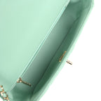 Candy Heart Mini Flap Bag Turquoise Lambskin Enamel and Light Gold Hardware