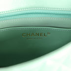 Candy Heart Mini Flap Bag Turquoise Lambskin Enamel and Light Gold Hardware