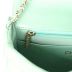 Candy Heart Mini Flap Bag Turquoise Lambskin Enamel and Light Gold Hardware