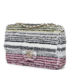 Mini Rectangular Flap White Multicolor Sequin Light Gold Hardware