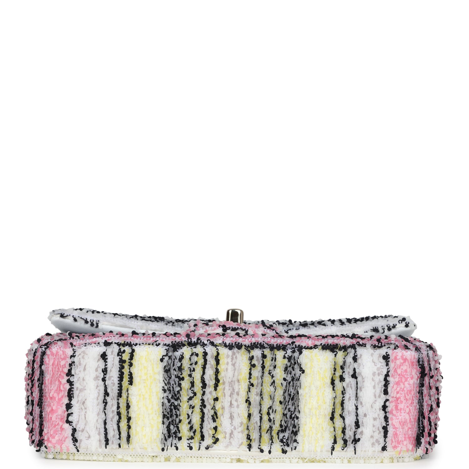 Mini Rectangular Flap White Multicolor Sequin Light Gold Hardware
