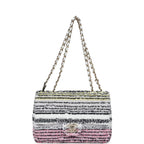 Mini Rectangular Flap White Multicolor Sequin Light Gold Hardware