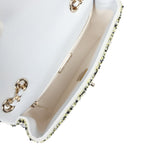 Mini Rectangular Flap White Multicolor Sequin Light Gold Hardware