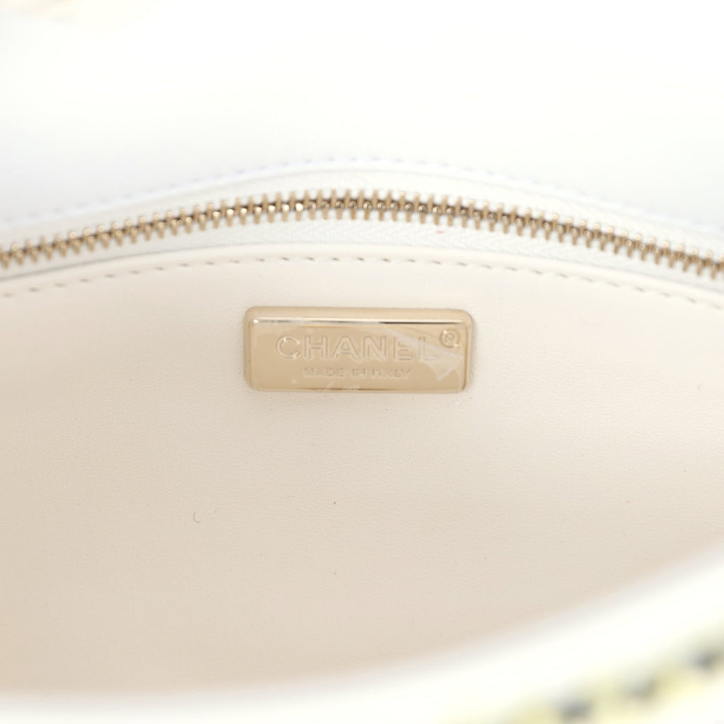 Mini Rectangular Flap White Multicolor Sequin Light Gold Hardware