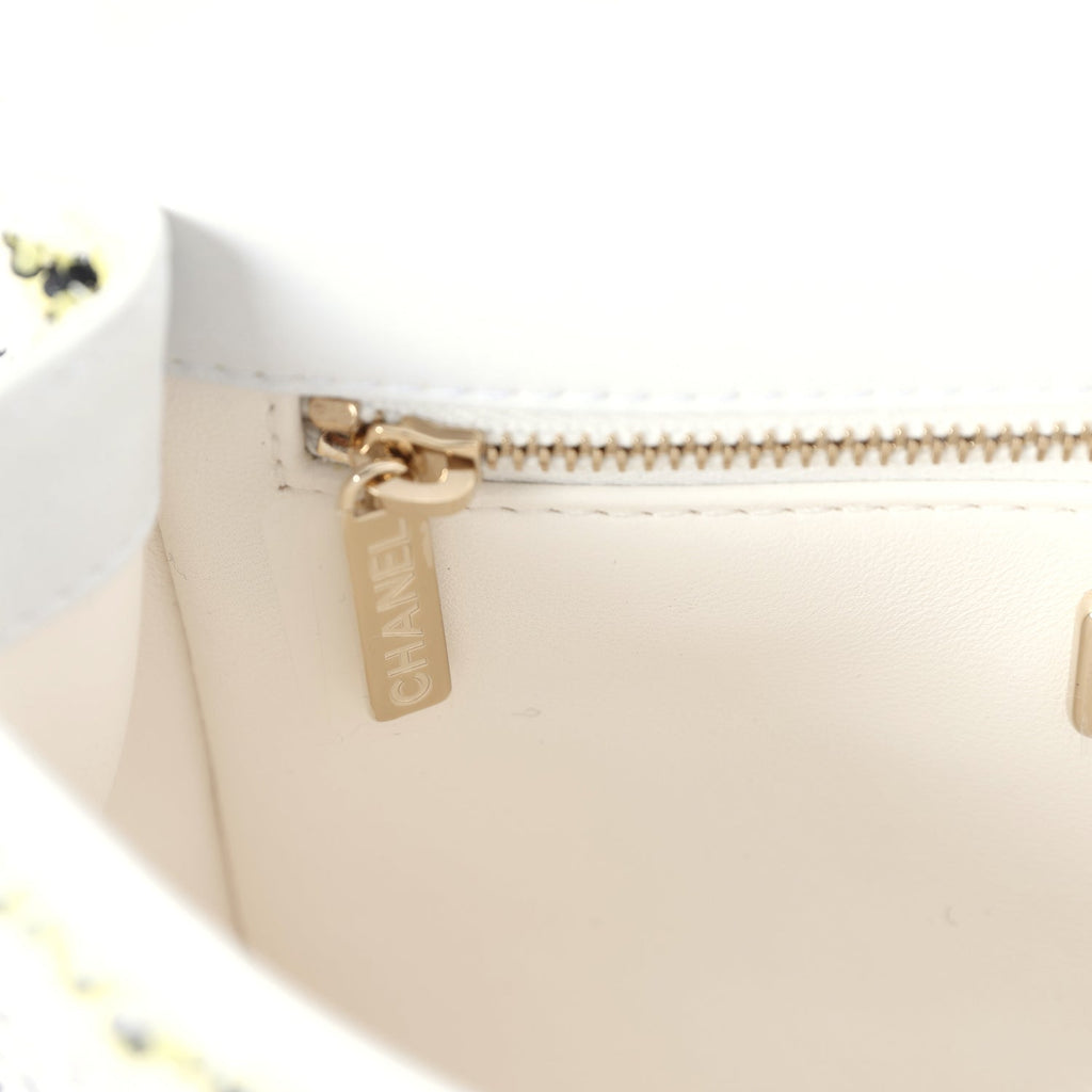 Mini Rectangular Flap White Multicolor Sequin Light Gold Hardware