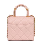 Mini Square Top Handle Flap Light Pink Lambskin Antique Gold Hardware