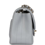 Mini Chevron Square Flap Bag Light Grey Lambskin Light Gold Hardware