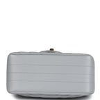 Mini Chevron Square Flap Bag Light Grey Lambskin Light Gold Hardware