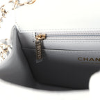 Mini Chevron Square Flap Bag Light Grey Lambskin Light Gold Hardware
