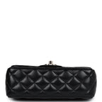 Mini Rectangular Crystal Top Handle Flap Bag Black Lambskin Light Gold Hardware