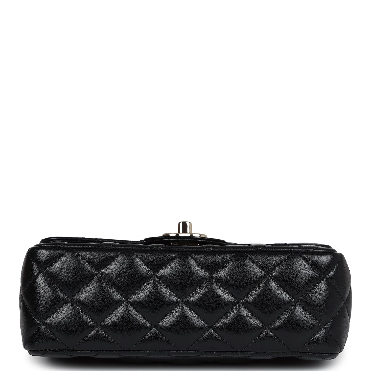 Mini Rectangular Crystal Top Handle Flap Bag Black Lambskin Light Gold Hardware