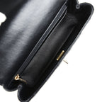 Mini Rectangular Crystal Top Handle Flap Bag Black Lambskin Light Gold Hardware