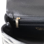 Mini Rectangular Crystal Top Handle Flap Bag Black Lambskin Light Gold Hardware