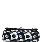 Mini Rectangular Flower Flap Bag Black, Navy and White Sequin Ruthenium Hardware