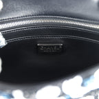 Mini Rectangular Flower Flap Bag Black, Navy and White Sequin Ruthenium Hardware