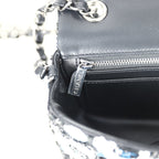 Mini Rectangular Flower Flap Bag Black, Navy and White Sequin Ruthenium Hardware
