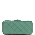 Mini Square Pearl Crush Flap Bag Green Lambskin Antique Gold Hardware