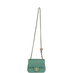 Mini Square Pearl Crush Flap Bag Green Lambskin Antique Gold Hardware