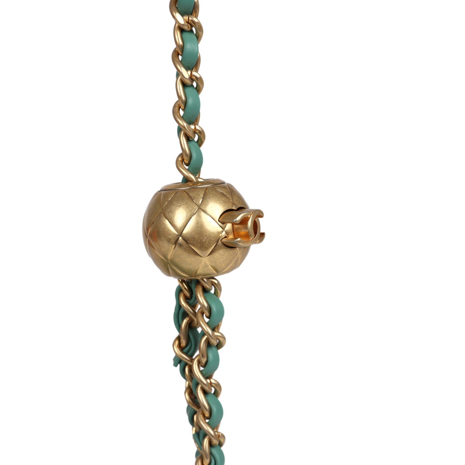 Mini Square Pearl Crush Flap Bag Green Lambskin Antique Gold Hardware