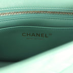 Mini Square Pearl Crush Flap Bag Green Lambskin Antique Gold Hardware