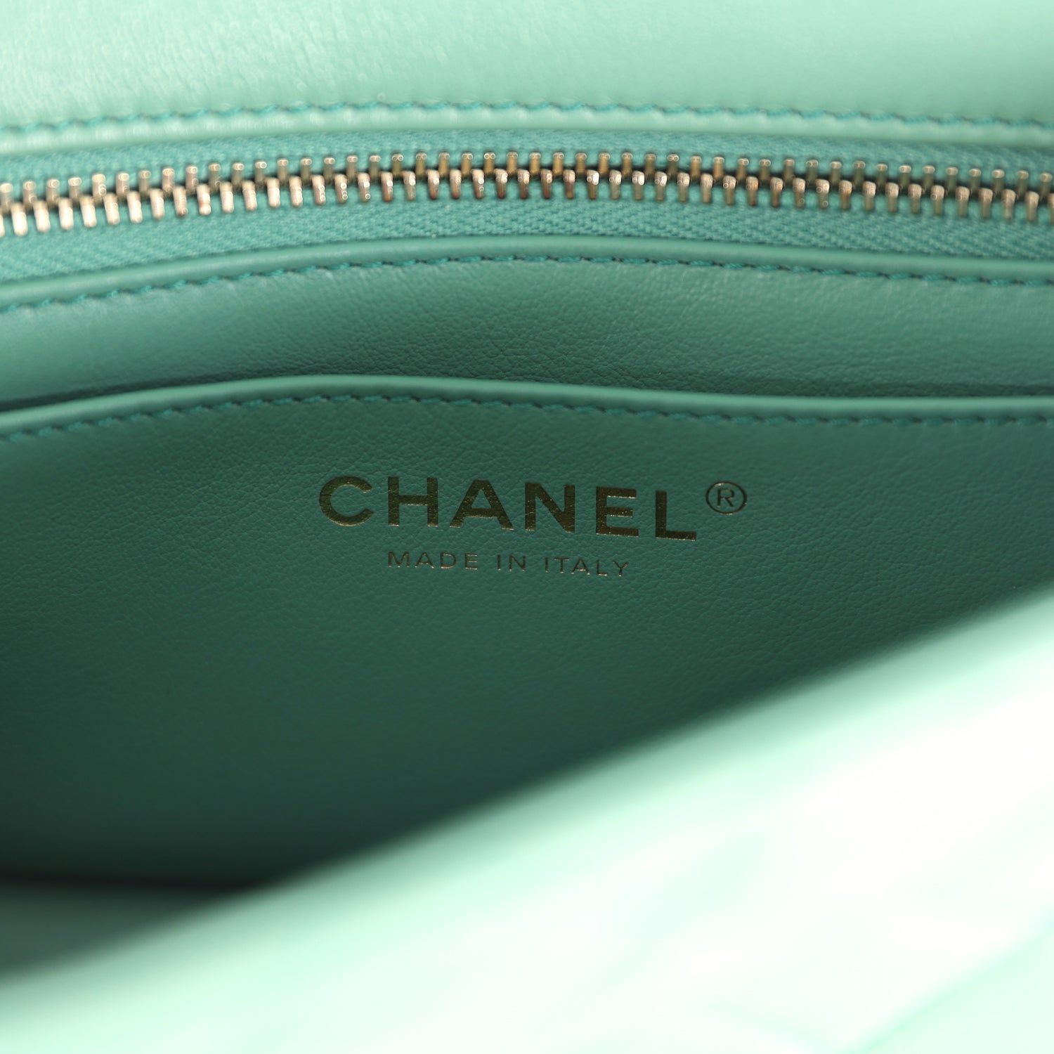Mini Square Pearl Crush Flap Bag Green Lambskin Antique Gold Hardware