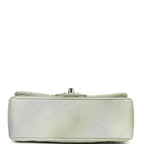 Mini Classic Rectangular Flap Bag Grey and Green Ombre Iridescent Goatskin Silver Hardware