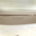 Mini Classic Rectangular Flap Bag Grey and Green Ombre Iridescent Goatskin Silver Hardware