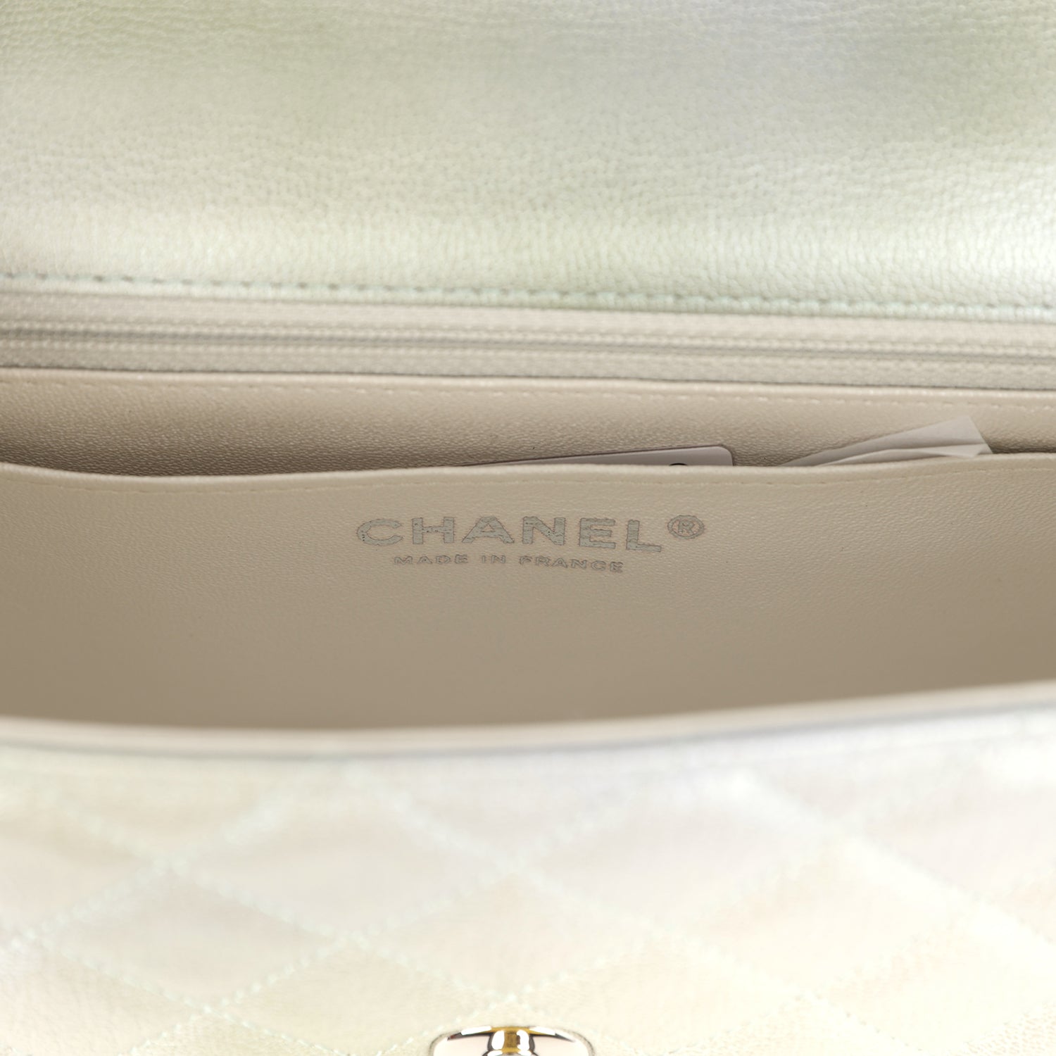 Mini Classic Rectangular Flap Bag Grey and Green Ombre Iridescent Goatskin Silver Hardware