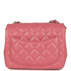 Mini Classic Square Flap Bag Pink Lambskin Silver Hardware