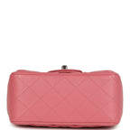 Mini Classic Square Flap Bag Pink Lambskin Silver Hardware