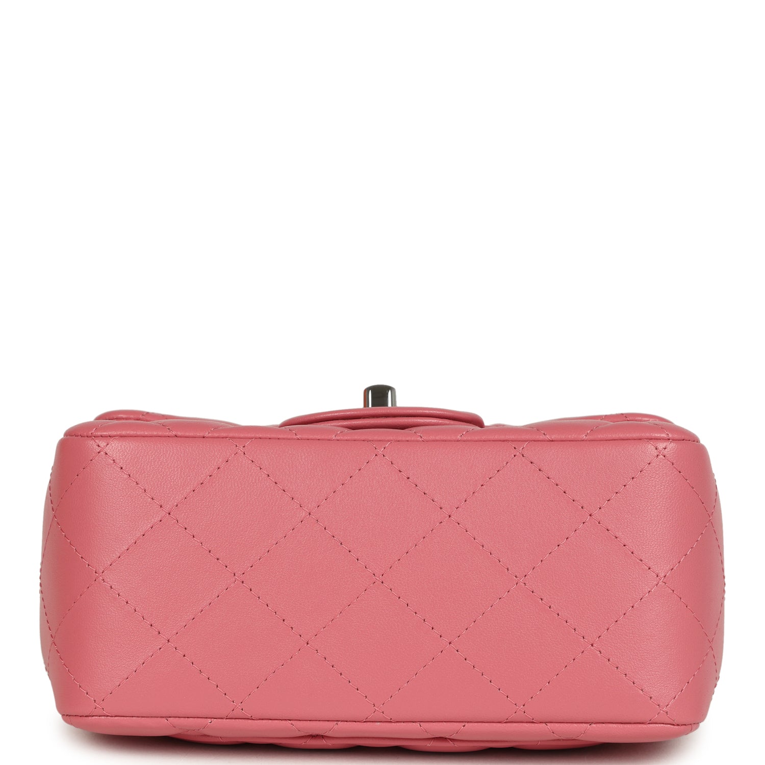 Mini Classic Square Flap Bag Pink Lambskin Silver Hardware