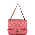 Mini Classic Square Flap Bag Pink Lambskin Silver Hardware
