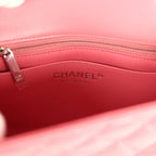 Mini Classic Square Flap Bag Pink Lambskin Silver Hardware
