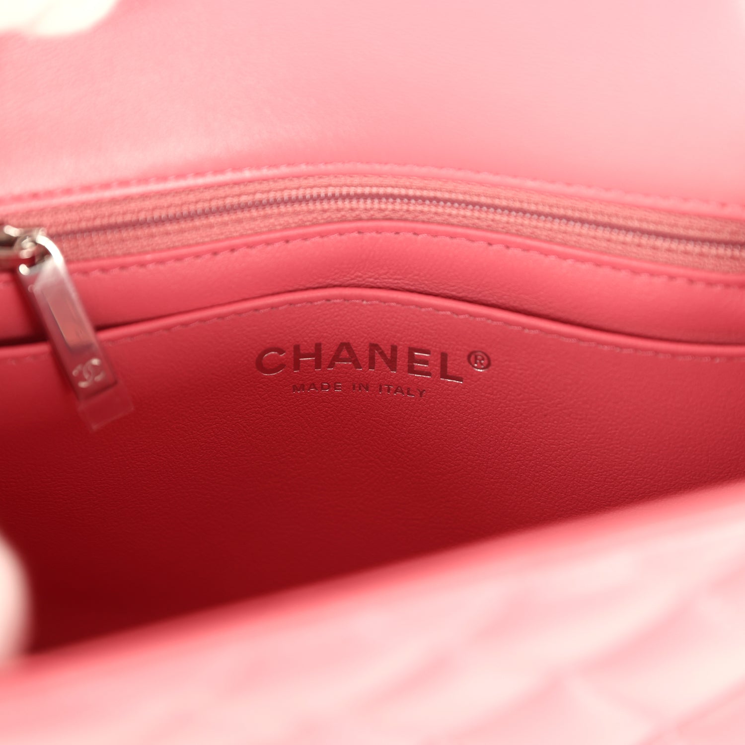 Mini Classic Square Flap Bag Pink Lambskin Silver Hardware
