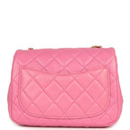 Mini Pearl Crush Square Flap Bag Pink Lambskin Brushed Gold Hardware