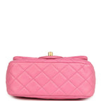 Mini Pearl Crush Square Flap Bag Pink Lambskin Brushed Gold Hardware