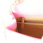 Mini Pearl Crush Square Flap Bag Pink Lambskin Brushed Gold Hardware