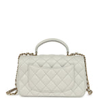 Mini Rectangular Flap Bag with Top Handle Light Grey Lambskin Light Gold Hardware