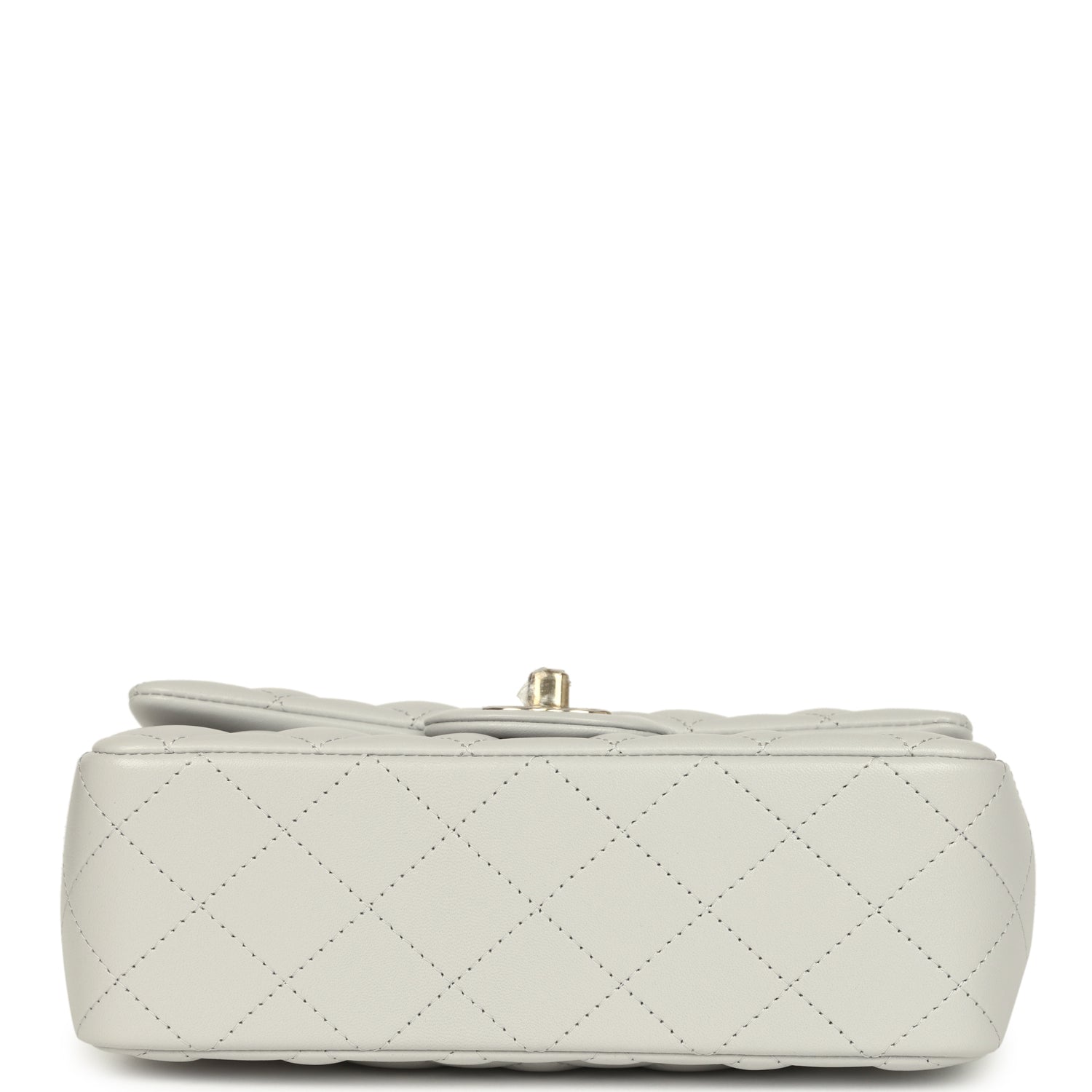 Mini Rectangular Flap Bag with Top Handle Light Grey Lambskin Light Gold Hardware