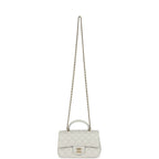 Mini Rectangular Flap Bag with Top Handle Light Grey Lambskin Light Gold Hardware