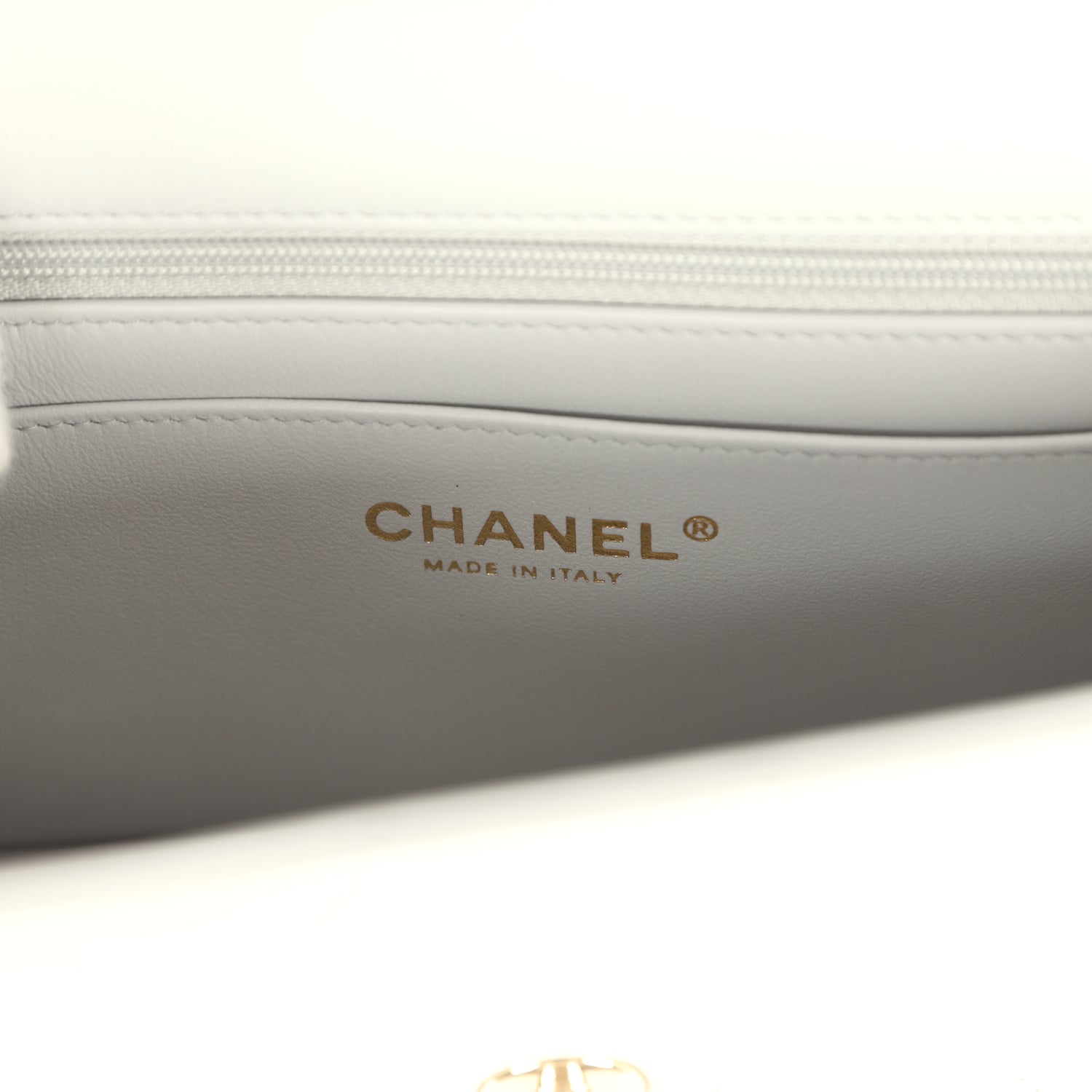 Mini Rectangular Flap Bag with Top Handle Light Grey Lambskin Light Gold Hardware