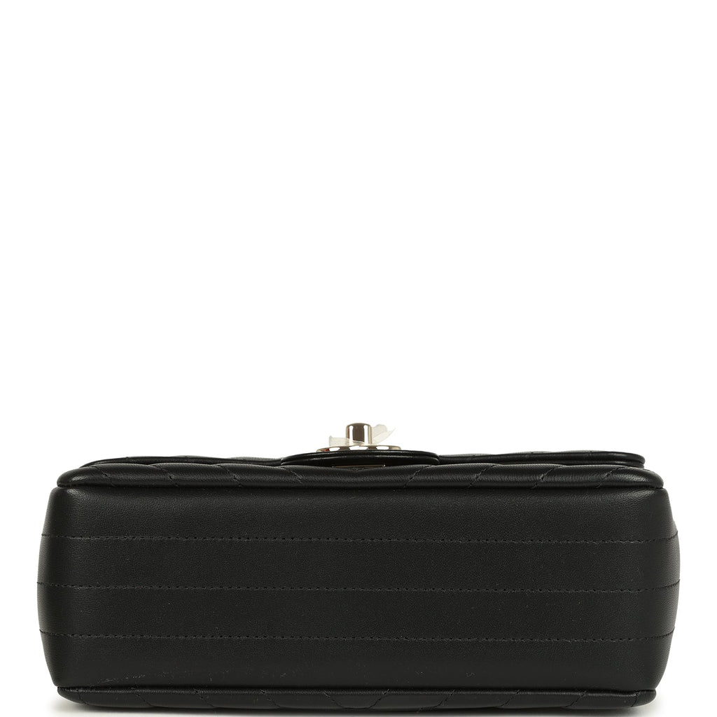 Mini Chevron Classic Rectangular Flap Bag Black Lambskin Light Gold Hardware