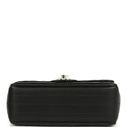 Mini Chevron Classic Rectangular Flap Bag Black Lambskin Light Gold Hardware
