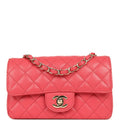 Mini Classic Rectangular Flap Bag Dark Pink Caviar Light Gold Hardware
