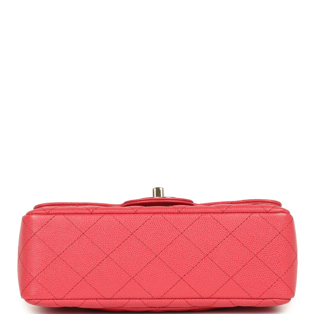 Mini Classic Rectangular Flap Bag Dark Pink Caviar Light Gold Hardware