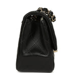Mini Classic Square Flap Bag Black Lambskin Light Gold Hardware