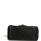 Mini Classic Square Flap Bag Black Lambskin Light Gold Hardware